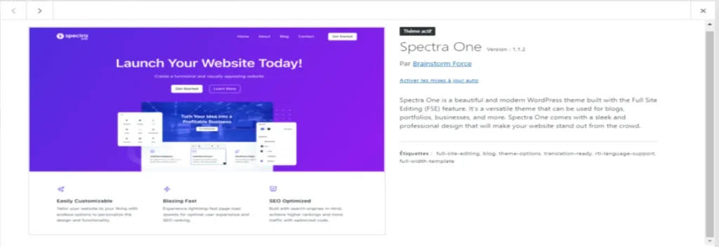 Theme full site editing Spetra One