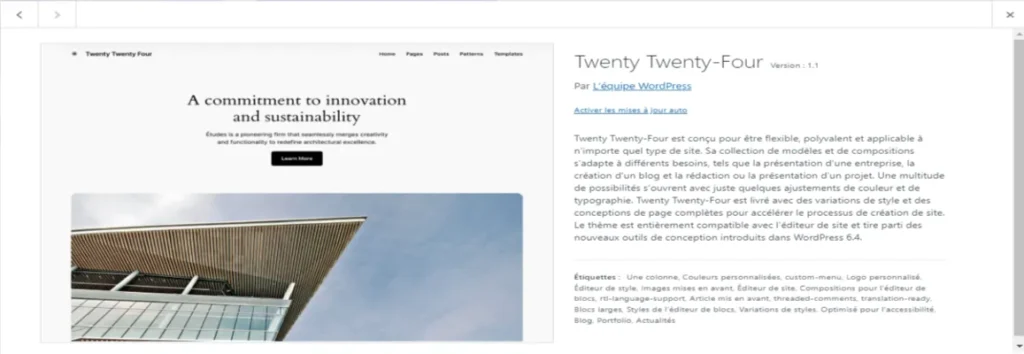 Theme full site editing Twenty Twenty Four
